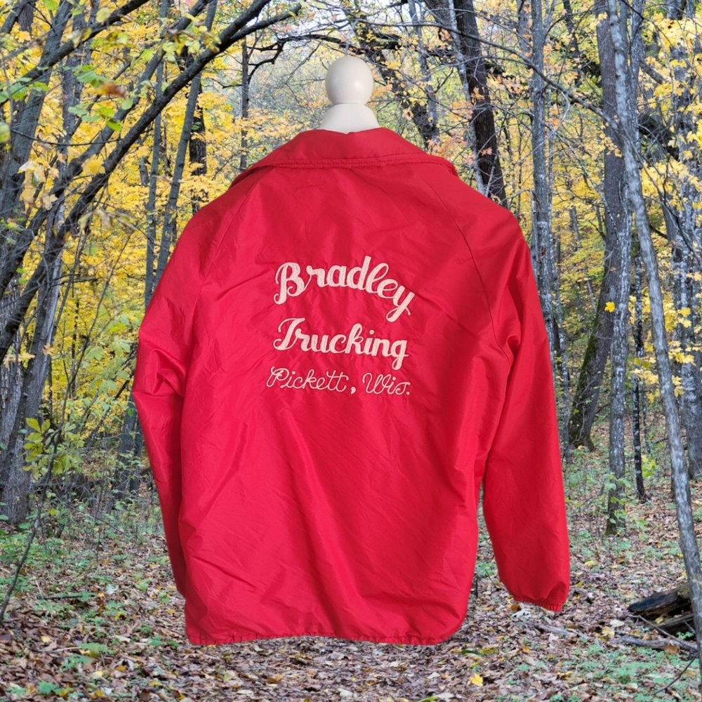 Red Vintage 70s White Thin Flannel Lining Windbreaker